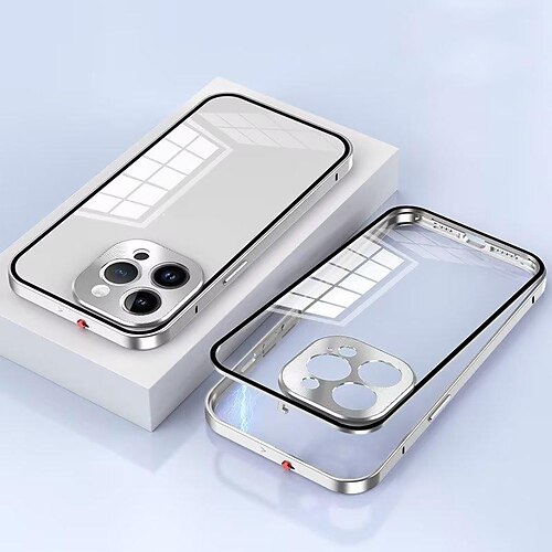 Ultra Slim Metal Frame Bumper Case with Lens Cover for iPhone  15/14/Plus/Pro/Max
