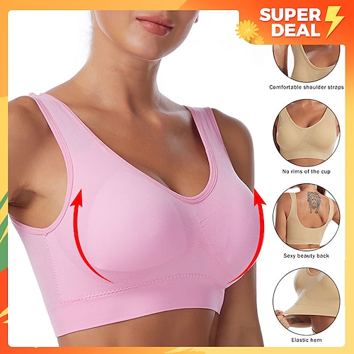 

Underwear Women's Plus Size Deep U Comfortable Beauty Back Yoga Vest with Pads No Steel Ring Gathered Shock-proof Sports Bra