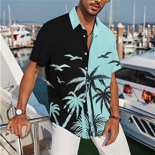 

Hombre Camisa camisa hawaiana Árbol de coco Estampados Cuello Vuelto Azul Piscina Gris Calle Casual Mangas cortas Abotonar Estampado Ropa Vintage Moda Ropa de calle Design