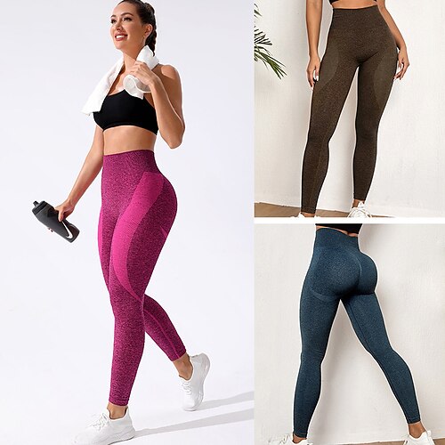 

Dame Yoga Leggings Scrunch Butt Rysjet bak løftende Midjekontroll Rumpeløft Høy Midje Yoga & Danse Sko Trening Treningsøkt Bunner Svart Mørk Marineblå Blå Spandex sport Sportsklær Høy Elastisitet