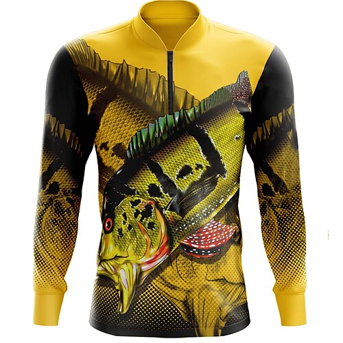 

Per uomo Camicia da pesca All'aperto Manica lunga Protezione UV Traspirante Leggero Asciugatura rapida Superiore Estate Primavera Esterno Per la pesca Giallo