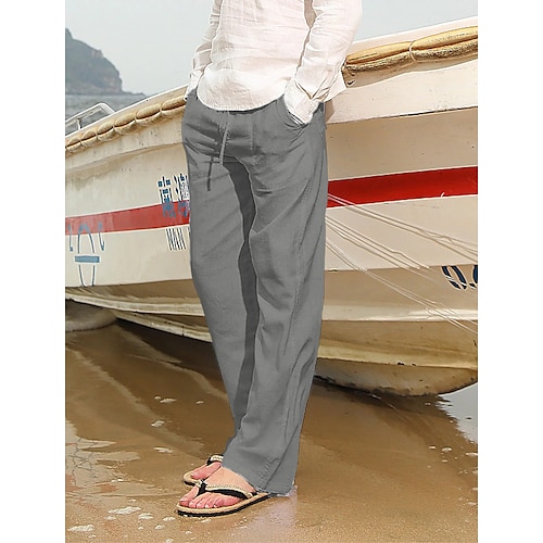 Men's Linen Pants Summer Pants Cropped Pants Beach Pants