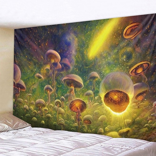 

trippy champignon suspendu tapisserie mur art grande tapisserie murale décor photographie toile de fond couverture rideau maison chambre salon décoration