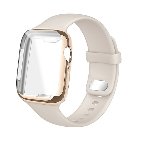 

Sportarmband Kompatibel mit Apple Watch Armband 38mm 40mm 41mm 42mm 44mm 45 mm mit Fall Weiches Silikon Ersatzarmband für iwatch Series 8 7 6 5 4 3 2 1 SE