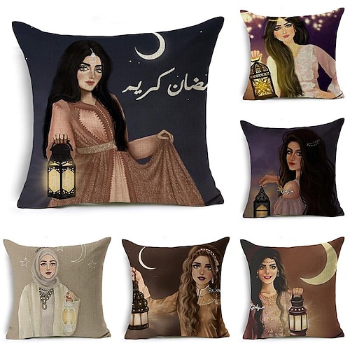 

ramadan kareem copertura del cuscino di tiro eid mubarak 1pc morbido cuscino decorativo quadrato federa federa per camera da letto soggiorno divano divano sedia lavabile in lavatrice