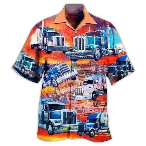 

Herren Hemd Hawaiihemd Sommerhemd Auto Grafik-Drucke Blätter Kubanisches Halsband Blau Orange Grün Leicht Blau Casual Hawaiianisch Kurzarm Bedruckt Bekleidung Sport Modisch Strassenmode Designer