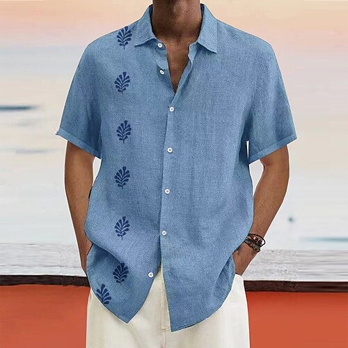 

Per uomo camicia di lino Camicia estiva Camicia da spiaggia Bianco Rosa Blu Manica corta Stampe astratte Collo ripiegabile Estate Informale Giornaliero Abbigliamento Stampa