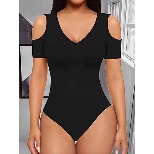 

Mujer Mono Alta cintura Color sólido Escote en Pico Sensual Calle Diario Ajuste regular Manga Corta Negro Blanco Vino S M L Verano