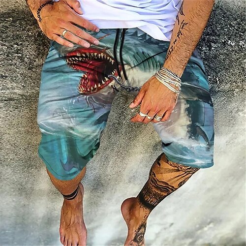 

Homme Short Short d'été Short de plage Cordon Taille elastique Impression 3D Graphic Requin Océan Respirable Doux Court Casual du quotidien Vacances Vêtement de rue Hawaïen Bleu Roi Bleu