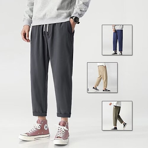 

Per uomo Pantaloni Pantaloni casual A cordoncino Vita elastica Liscio Comfort Morbido Informale Giornaliero Per eventi Sportivo Di tendenza Nero Blu