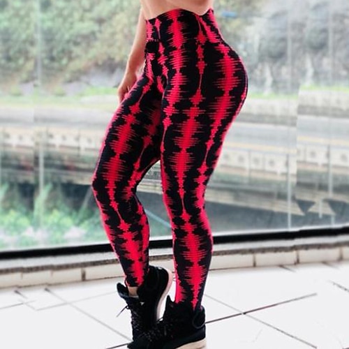 

Dame Yoga Leggings Midjekontroll Rumpeløft Høy Midje Yoga & Danse Sko Trening Treningsøkt Bunner Batikkfarget Hvit Gul Lys Rød Spandex sport Sportsklær Høy Elastisitet Mager