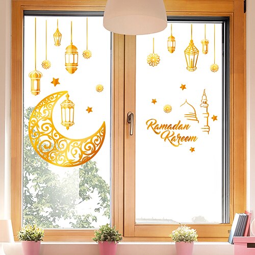 

ramadan festival ny lanterne måne klistermærke stue vindue stue dekoration wall sticker selvklæbende wall sticker muslim