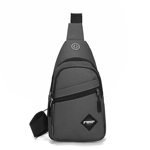 

Herre Crossbody-veske Brystveske Nylon Daglig Glidelås Stor kapasitet Helfarge Svart Blå Grå