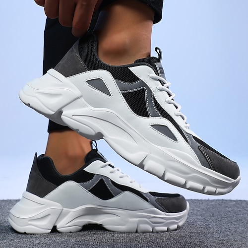 

Per uomo Scarpe da ginnastica Look sportivo Scarpe da papà Per sport Informale Esterno Giornaliero Corsa Retato PU Traspirante Stivaletti / tronchetti Bianco e nero Color Block Primavera Autunno