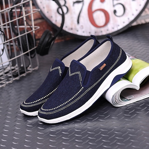 

Homme Mocassins et Slip On Chaussures de confort Sportif Décontractées Extérieur du quotidien Toile Respirable Noir Bleu Printemps Automne