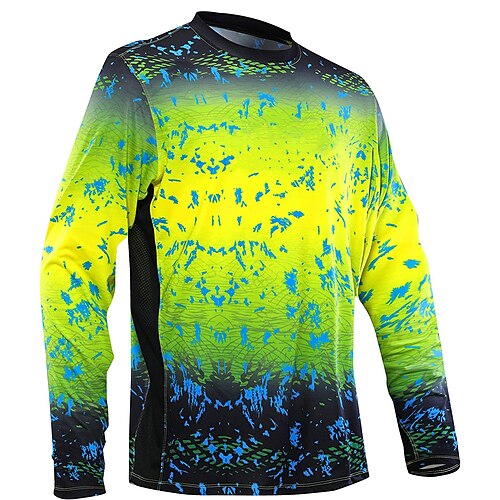 Men's Fishing Shirt Outdoor Long Sleeve UPF50+ UV Protection Breathable  Quick Dry Lightweight Top Summer Spring Outdoor Fishing Yellow / Black Dark  Gray Green Black 2024 - $17.99