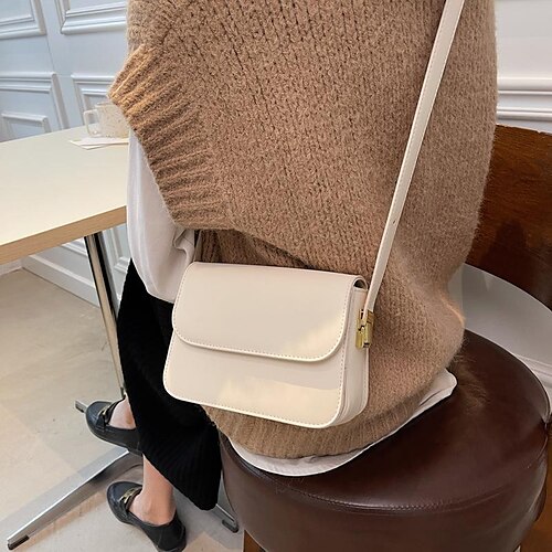 

Dame Crossbody taske PU Læder Kontor Daglig Åndbart Holdbar Sort Beige Kaffe