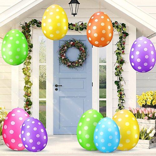 

Easter Eggs Inflatable Decorations Easter Inflatables Outdoor Decor Kids Toys Colorful Eggs Inflatable Easter Eggs Ornaments for Yard, Lawn, Garden, Party Diameter 16 Inch(40cm)