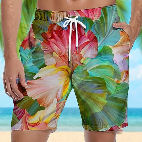 

Herre Surf shorts Badeshorts Sommer shorts Strandshorts Snørelukning med mesh-for Elastisk Talje Blad Grafiske tryk Hurtigtørrende Korte Afslappet Daglig Ferie Boheme Hawaiiansk Blå Grøn Mikroelastisk