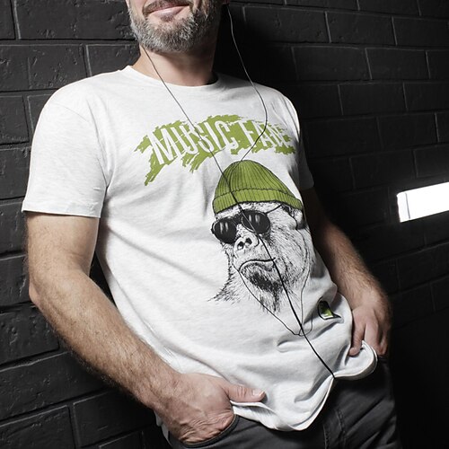 

Herre Plusstørrelser Store Høje T-shirt T-Shirts Rund Hals Hvid Kort Ærme udendørs I-byen-tøj Trykt mønster Bogstaver Grafiske tryk Tøj Bomuldsblanding Gade Stilfuld Afslappet