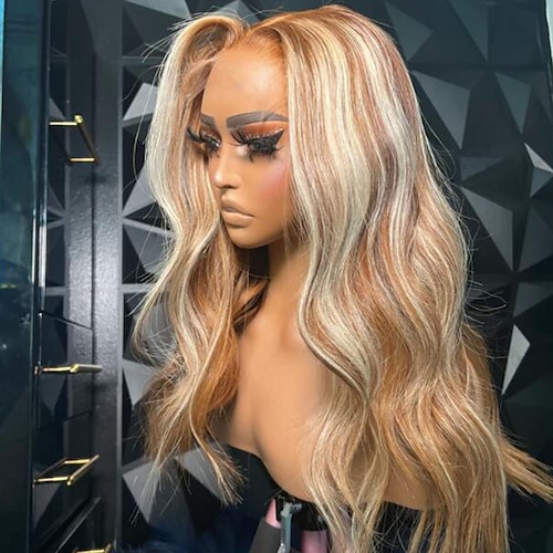 

Uforarbejdet jomfruhår 4X13 Lukning Paryk Frisure i lag Brasiliansk hår Bølget Blond Flerfarvet Paryk 130% 150% Hår Densitet Ombre-hår Fremhævet / Balayage hår 100% Jomfru Blegede knuder Til Dame Lang