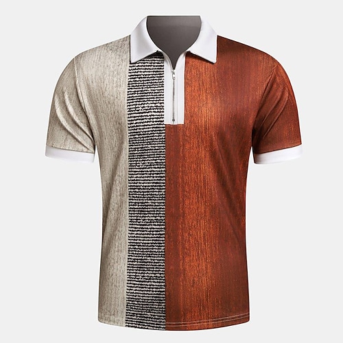 

Per uomo POLO Polo con zip Camicia da golf Golf Color Block A strisce Stampe astratte Collo ripiegabile Cachi Esterno Strada Maniche corte Cerniera Stampa Abbigliamento Di tendenza Originale