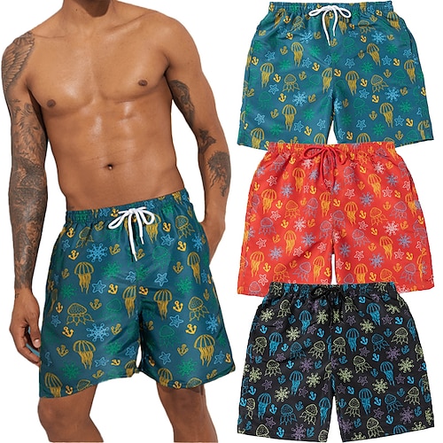 

Homens Bermuda de Surf Shorts de Natação Calção Justo de Natação Calção com forro de malha Estampas Abstratas Conforto Respirável Feriado Para Noite Havaiana Boho Preto Vermelho