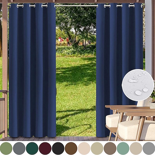 

Waterproof Outdoor Curtain Privacy, Sliding Patio Curtain Farmhouse Drapes, Pergola Curtains Grommet For Gazebo, Balcony, Porch, Party, Hotel, 1 Panel