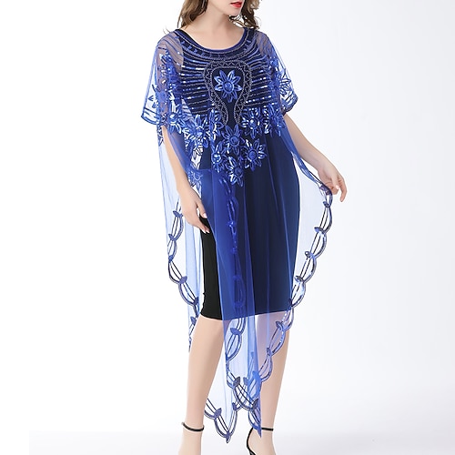 

Xale e Estola Estolas Femininas Elegante Casamento Sem Manga Poliéster Estolas de Casamento Com Lantejoulas Para Casamento Verão