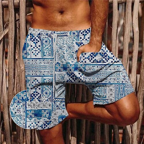 

Herre Sommer shorts Strandshorts Seersucker Shorts Lomme Snørelukning Elastisk Talje Grafiske tryk Komfort Åndbart Korte Afslappet Daglig Ferie Bomuldsblanding Sport Gade Blå Brun Mikroelastisk