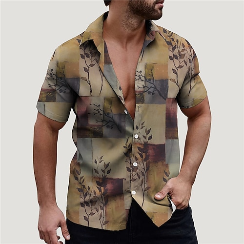 

Herren Hemd Blumen Farbblock Grafik-Drucke Vintage Umlegekragen Gelb Blau Strasse Casual Kurze Ärmel Button-Down Bedruckt Bekleidung Tropisch Modisch Boho Strassenmode