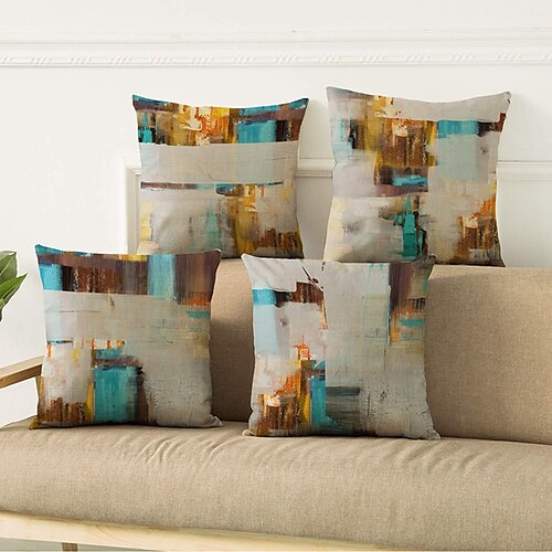 

Abstract Double Side Pillow Cover 4PC Soft Decorative Square Cushion Case Pillowcase for Bedroom Livingroom Sofa Couch Chair