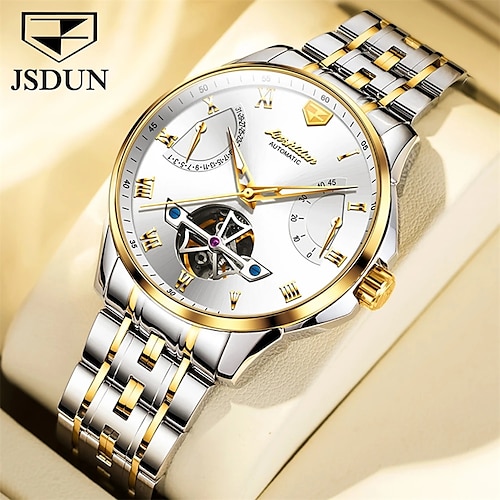 

jsdun herrenmode mechanische uhren business automatische armbanduhr edelstahl leuchtende power uhr saphirspiegel 8912