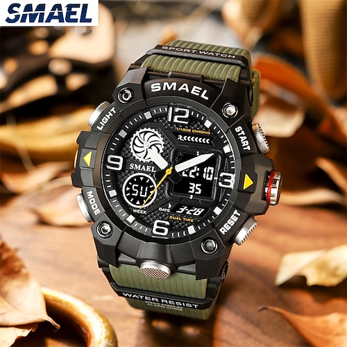 

Relojes smael para hombre, reloj resistente al agua de 50 m, alarma, reloj para hombre 8055, reloj de pulsera de doble pantalla, reloj militar de cuarzo, nuevo deporte para hombre