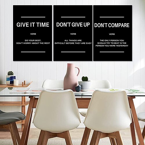 

Mehrteilige Motivations-Leinwand-Wandkunst – 3-teilige inspirierende Zitate, Schwarz-Weiß-Leinwanddrucke für das Heimbüro, positive Zitate, gerahmte Kunstwerke für den Trainingsraum