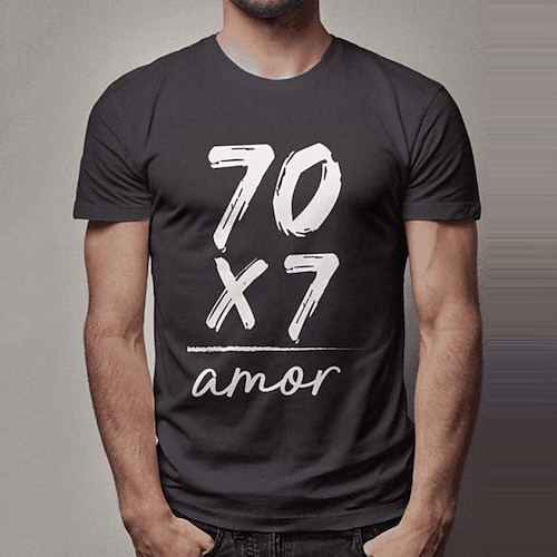

Herre Store størrelser Big Tall T skjorte T-skjorter Crewneck Mørkegrå Kort Erme utendørs Ut på byen Trykt mønster Bokstav & Nummer Klær Bomullsblanding Gatemote Stilfull Fritid