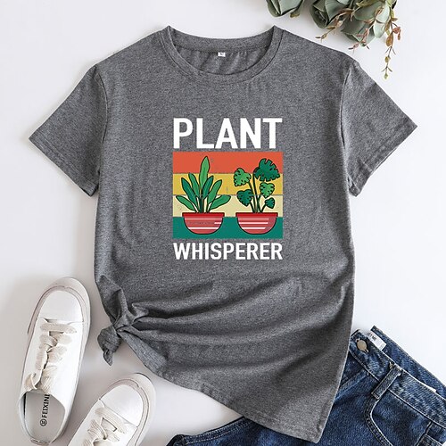 

Damen T Shirt Schwarz Wein Armeegrün Graphic Buchstabe Bedruckt Kurzarm Täglich Festtage Basic Rundhalsausschnitt Standard 100% Baumwolle Farbe S