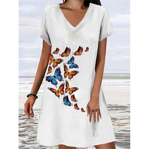 

Per donna Vestito casual Abito estivo Abito stampato Pop art Animali Stampa A V Mini abito Di tendenza Moderno Giornaliero Per eventi Manica corta Morbido Bianco Estate Primavera S M L XL XXL