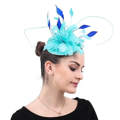 

fascinators Paglia Matrimonio Kentucky Derby Retrò Nuziale Con Piume Copricapo Copricapo