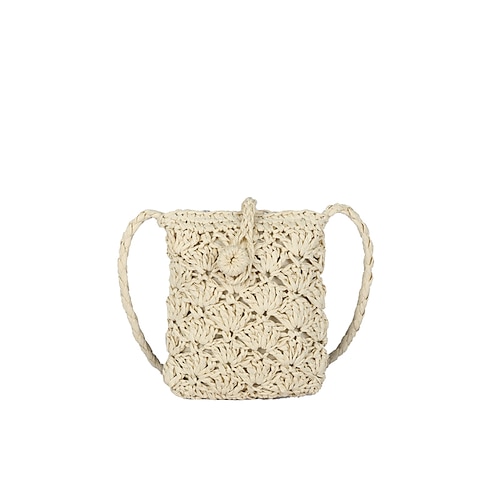 

Dame Crossbody taske Strå Daglig Letvægt Helfarve Kakifarvet Beige