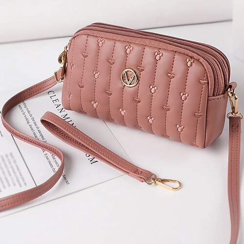 

Per donna Borsa a tracolla Tracolla Postino Sacchetto del telefono mobile Borsa a tracolla pelle sintetica Feste Giornaliero Cerniera Regolabile Impermeabile Leggero Ricamato Fiore decorativo
