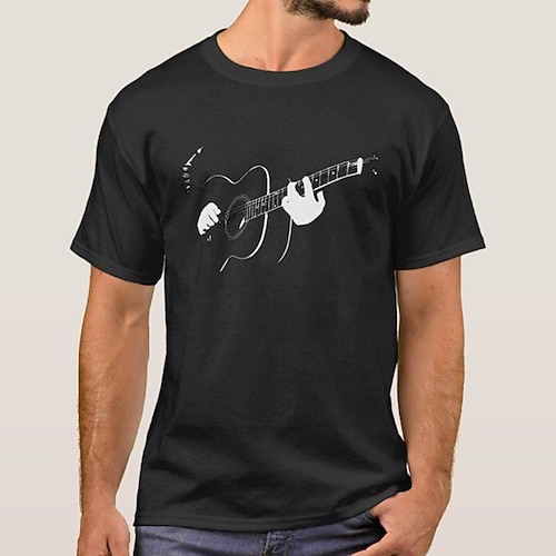 

Herre Store størrelser Big Tall T skjorte T-skjorter Crewneck Svart Kort Erme utendørs Ut på byen Trykt mønster Grafiske trykk Musikk Klær Bomullsblanding Gatemote Stilfull Fritid
