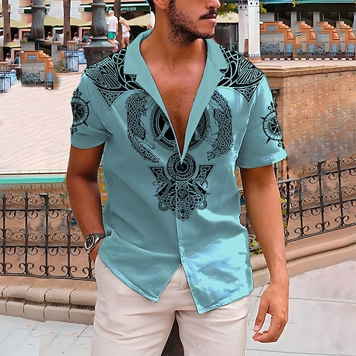 

Homme Chemise Chemise hawaïenne Imprimés Photos Rétro Vintage Totem Collier cubain Noir Jaune Bleu Gris Casual Hawaïen Manche Courte Bouton bas Imprimer Vêtement Tenue Lin Sportif Mode Vêtement de