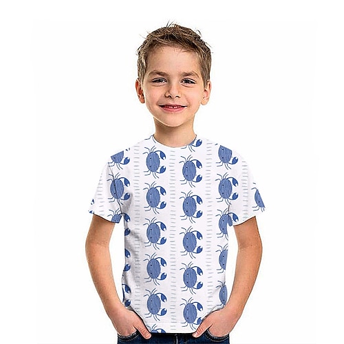 

Bambino Da ragazzo maglietta Tee Pop art Animali Gatto Manica corta Girocollo Top bambini Esterno Stampa 3D Festività Tropicale Di tendenza Estate Blu 2-13 anni