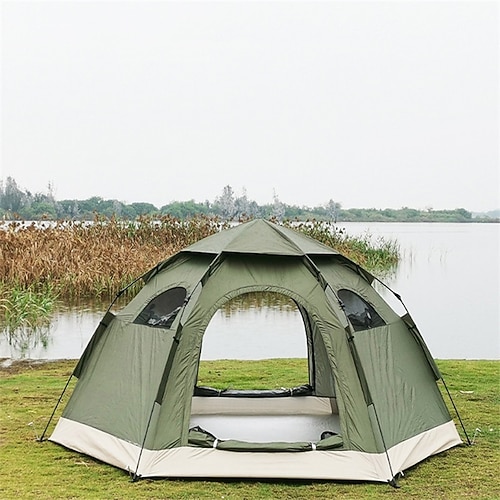 

4 personer Telt Familie Camping Telt Pop up telt Utendørs Vanntett UV Solbeskyttelse Vindtett Automatisk Telt 1000-1500 mm til Fisking Klatring Strand Oxfordtøy Polyester 300300155 cm