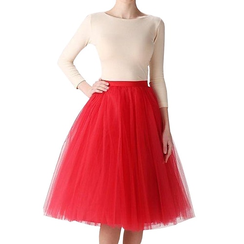 

1950s Princess Petticoat Hoop Skirt Tutu Under Skirt Crinoline Tulle Skirt Audrey Hepburn Women's Cosplay Costume Carnival Wedding Party / Evening Skirt