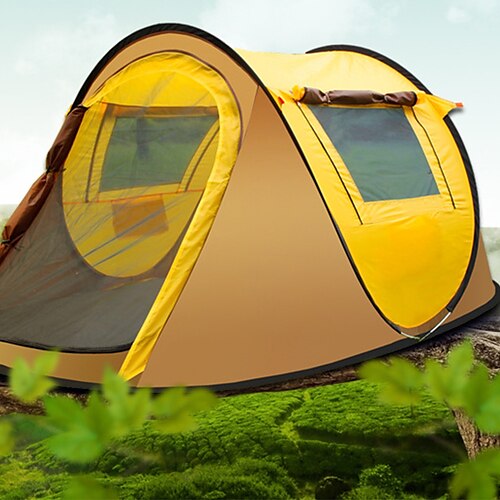 

4 persone Tenda Tenda da campeggio per famiglie Tenda pop-up Esterno Impermeabile Protezione solare UV Antivento Tenda da campeggio 1000-1500 mm per Pesca Scalate Spiaggia Tessuto Oxford 245150105