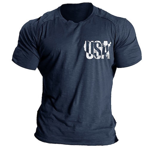 

t-shirt da uomo cool t-shirt patriottico misto cotone bandiera stampe girocollo nero blu verde militare grigio casual quotidiano manica corta stampa abbigliamento abbigliamento sport fashion designer