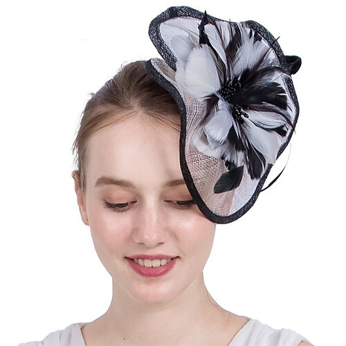 

fascinators Sinamay Kentucky Derby Hesteløp Elegant Britisk Med Fjær Hodeplagg Hodeplagg