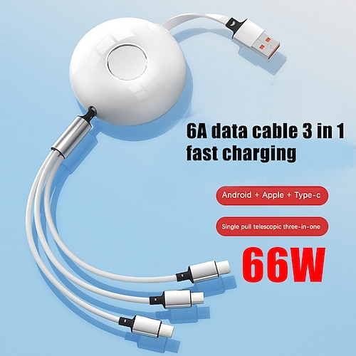 

Multi opladningskabel USB A til Lightning / mikro / USB C 5 A Opladerkabel Hurtig opladning Holdbar 3 i 1 Flydende Silica Gel Til Samsung Xiaomi Huawei Tilbehør til mobiltelefoner